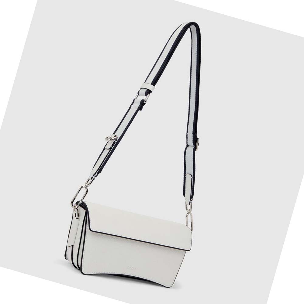 Women's Ecco TEXTUREBLOCK PINCH COMPACT Shoulder Bags White | SG 386JPQ